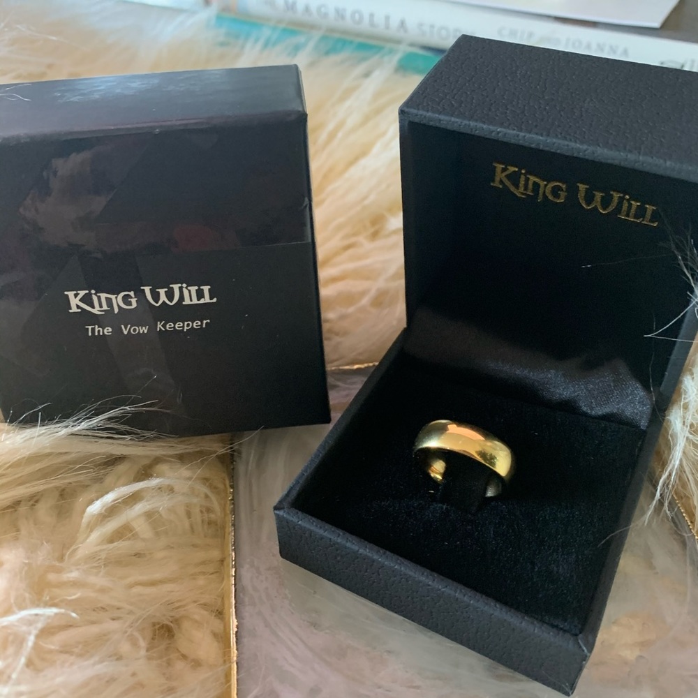 King Will Yellow Gold Plated Thick Band w Box